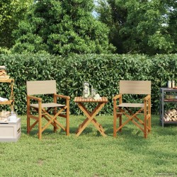 Chaise de directeur Marron et beige Bois de teck massif 647383647383