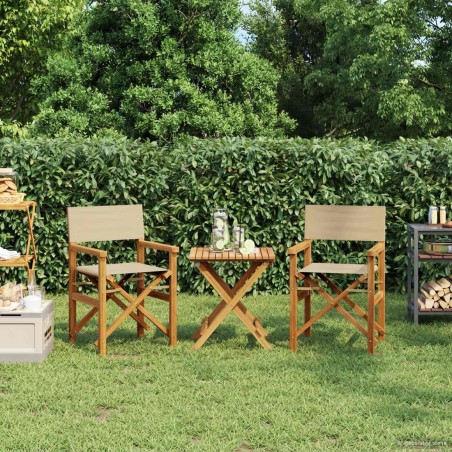 Chaise de directeur Marron et beige Bois de teck massif 647383647383
