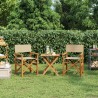 Chaise de directeur Marron et beige Bois de teck massif 647383647383