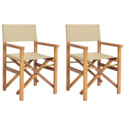 Chaise de directeur Marron et beige Bois de teck massif 647383647383