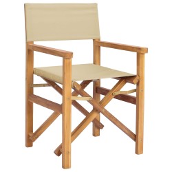 Chaise de directeur Marron et beige Bois de teck massif 647383647383