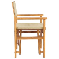 Chaise de directeur Marron et beige Bois de teck massif 647383647383