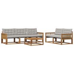 Ensemble de canapés d'extérieur 6 pcs Naturel et gris clair 647385647385