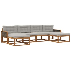 Ensemble de canapés d'extérieur 6 pcs Naturel et gris clair 647386647386