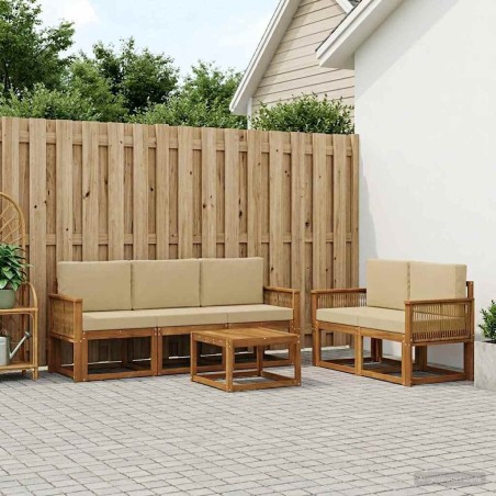 Ensemble de canapés d'extérieur 6 pcs Naturel et Beige 647388647388