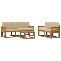 Ensemble de canapés d'extérieur 6 pcs Naturel et Beige 647388647388