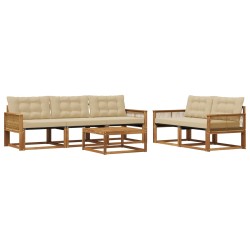 Ensemble de canapés d'extérieur 6 pcs Naturel et Beige 647391647391