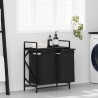 Panier à linge à 2 compartiments avec étagère en chêne noir 647393647393