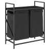Panier à linge à 2 compartiments avec étagère en chêne noir 647393647393