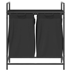 Panier à linge à 2 compartiments avec étagère en chêne noir 647393647393