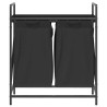 Panier à linge à 2 compartiments avec étagère en chêne noir 647393647393