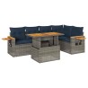 Salon de jardin avec coussins 6 pcs gris résine tressée acacia 647395647395