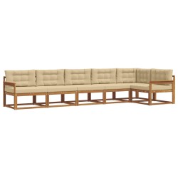 Ensemble de canapés d'extérieur 6 pcs Naturel et Beige 647398647398