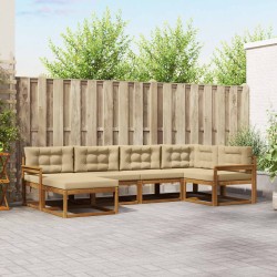 Ensemble de canapés d'extérieur 6 pcs Naturel et Beige 647402647402