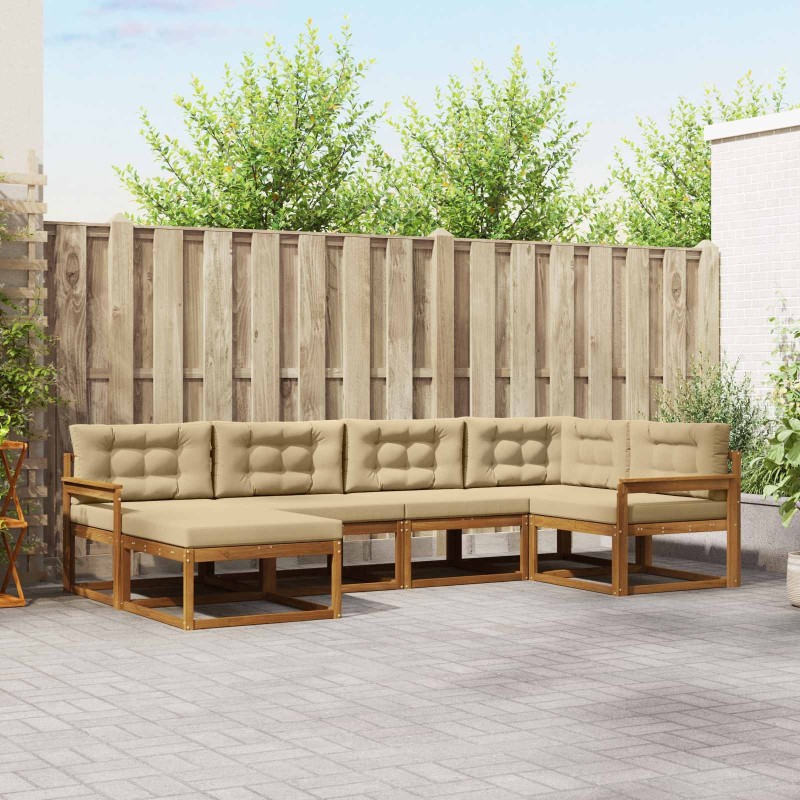 Ensemble de canapés d'extérieur 6 pcs Naturel et Beige 647402647402