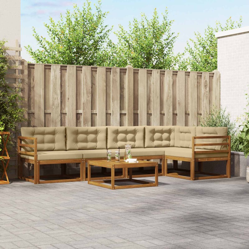 Ensemble de canapés d'extérieur 6 pcs Naturel et Beige 647403647403