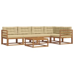 Ensemble de canapés d'extérieur 6 pcs Naturel et Beige 647403647403