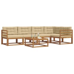 Ensemble de canapés d'extérieur 6 pcs Naturel et Beige 647403647403
