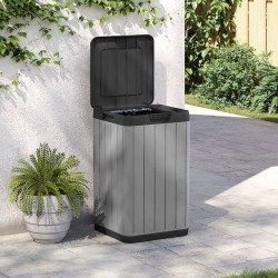 Poubelle d'extérieur gris 38x38x65 cm PP 647405647405