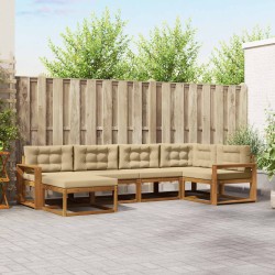 Ensemble de canapés d'extérieur 6 pcs Naturel et Beige 647406647406