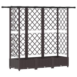 Lit Élevé avec Treillis et Toit Marron 164 x 40 x 121 cm PP 647407647407