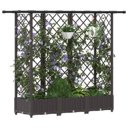 Lit Élevé avec Treillis et Toit Marron 164 x 40 x 121 cm PP 647407647407