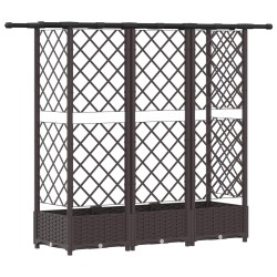 Lit Élevé avec Treillis et Toit Marron 164 x 40 x 121 cm PP 647407647407