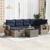 Salon de jardin avec coussins 7 pcs gris résine tressée 647416647416