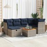 Salon de jardin avec coussins 7 pcs gris résine tressée 647418647418