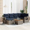 Salon de jardin avec coussins 7 pcs gris résine tressée 647421647421