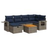 Salon de jardin avec coussins 7 pcs gris résine tressée 647421647421