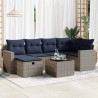 Salon de jardin avec coussins 7 pcs gris résine tressée 647422647422
