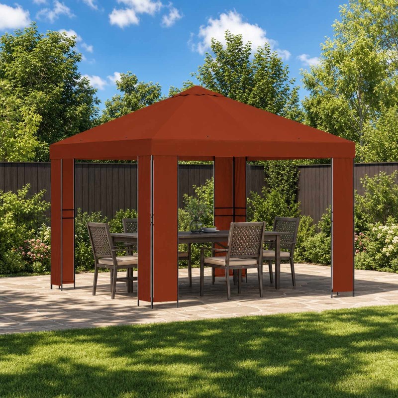 Pavillon 3 x 3 m Terre cuite Polyester et Acier 190 gsm 647426647426
