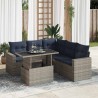Salon de jardin avec coussins 6 pcs gris résine tressée acacia 647429647429