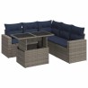 Salon de jardin avec coussins 6 pcs gris résine tressée acacia 647429647429