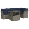 Salon de jardin avec coussins 6 pcs gris résine tressée acacia 647431647431