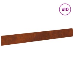 Bordure de Pelouse 10 pcs 100 x 12 cm Acier Rouillé 647440647440