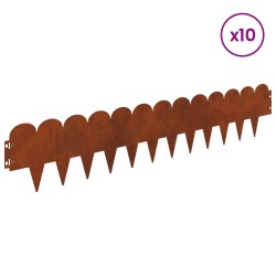 Bordure de Pelouse 10 pcs 103 x 20 cm Acier Rouillé 647448647448