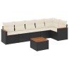 Salon de jardin 7 pcs avec coussins noir résine tressée 647456647456
