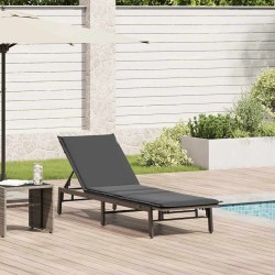 Chaise longue avec coussin gris résine tressée 647498647498