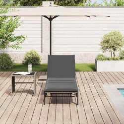 Chaise longue avec coussin gris résine tressée 647498647498