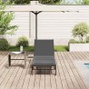 Chaise longue avec coussin gris résine tressée 647498647498