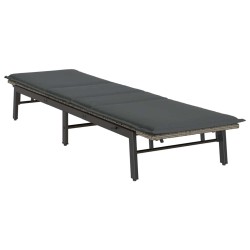 Chaise longue avec coussin gris résine tressée 647498647498