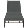 Chaise longue avec coussin gris résine tressée 647498647498