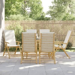 Chaises inclinables de jardin pliantes lot de 6 coussins bambou 647500647500