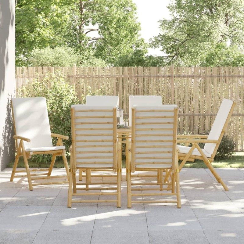 Chaises inclinables de jardin pliantes lot de 6 coussins bambou 647500647500