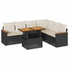 Salon de jardin avec coussins 7 pcs noir résine tressée acacia 647511647511
