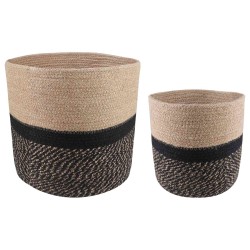Ensemble de Pots à Plantes 2 pcs Naturel et noir Ø 28 x 28 cm 647514647514