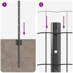 Clôture Euro avec poteau 25 x 0,8 m Acier recouvert de PVC Gris 647518647518