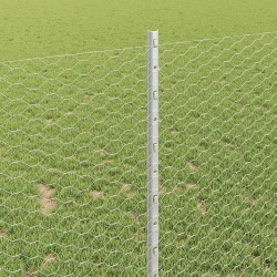 Clôture hexagonale avec poteau 25 x 1 m Acier galvanisé Argenté 647520647520